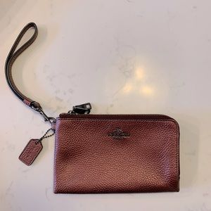 Coach Wristlet Metallic Burgundy
